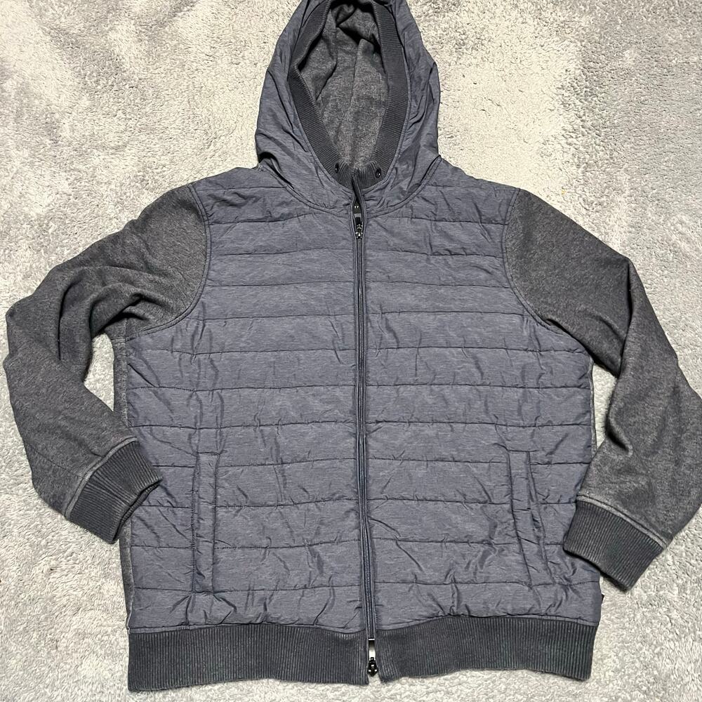 Robert Barakett Jacket Mens XL Navy Cowandame Mixed Media Quilted